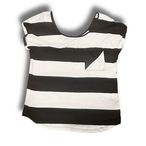black and white stripe short sleeve